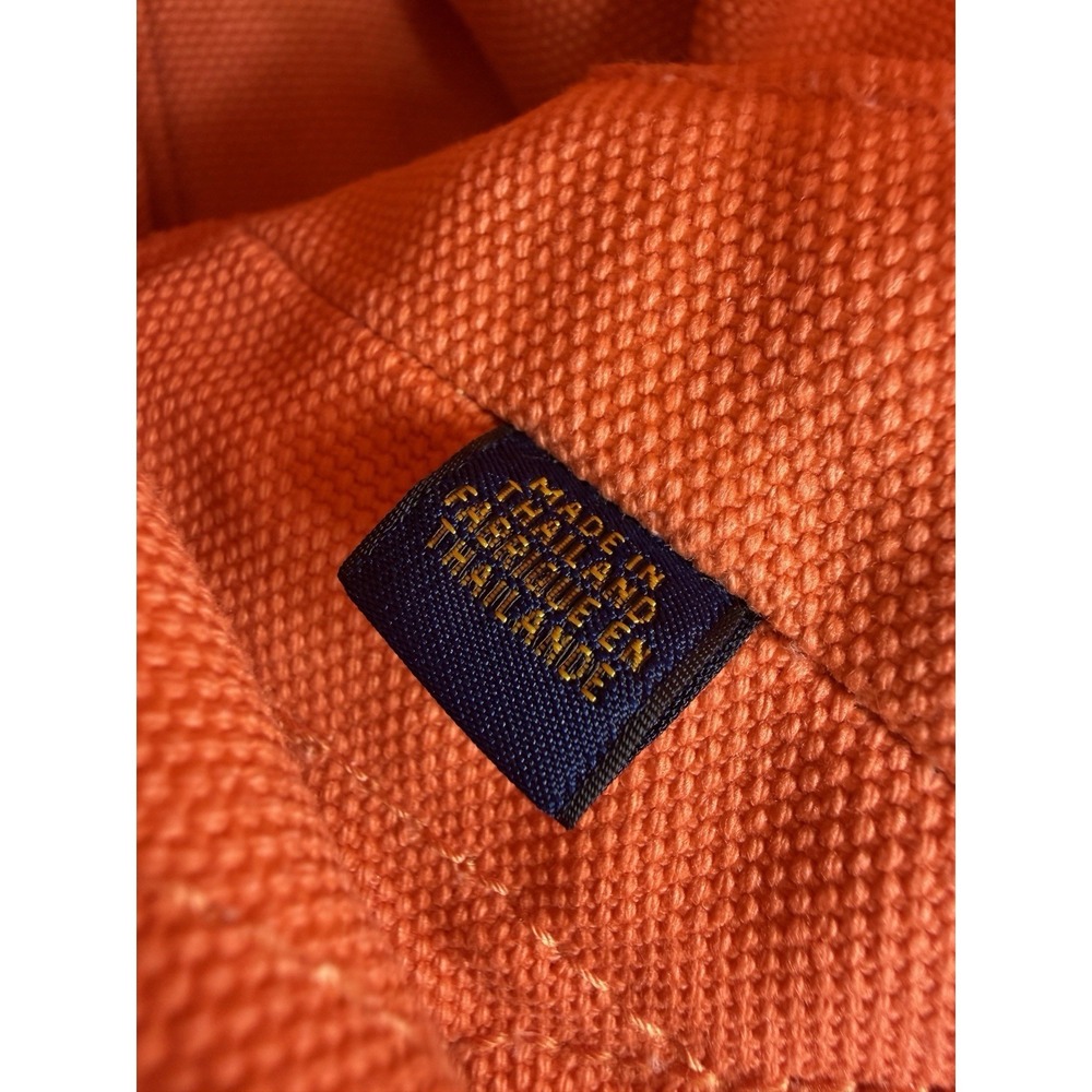 Vintage Polo Ralph Lauren Big Pony #3 Orange Canvas Tote Bag Leather Zip Rare - Picture 10 of 13